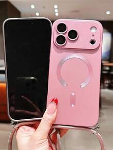 Magnetic Detachable Lanyard Phone Case With Camera Protection Soft Cover For IPhone 17 Pro Max, 17 Pro, 17, 17 Air, 16 Pro Max, 16 Pro, 16, 16E, 15 Pro Max, 15 Pro, 15, 14 Pro Max, 14 Pro, 14 Plus, 14, 13, 12, 11 - Pink - View 3
