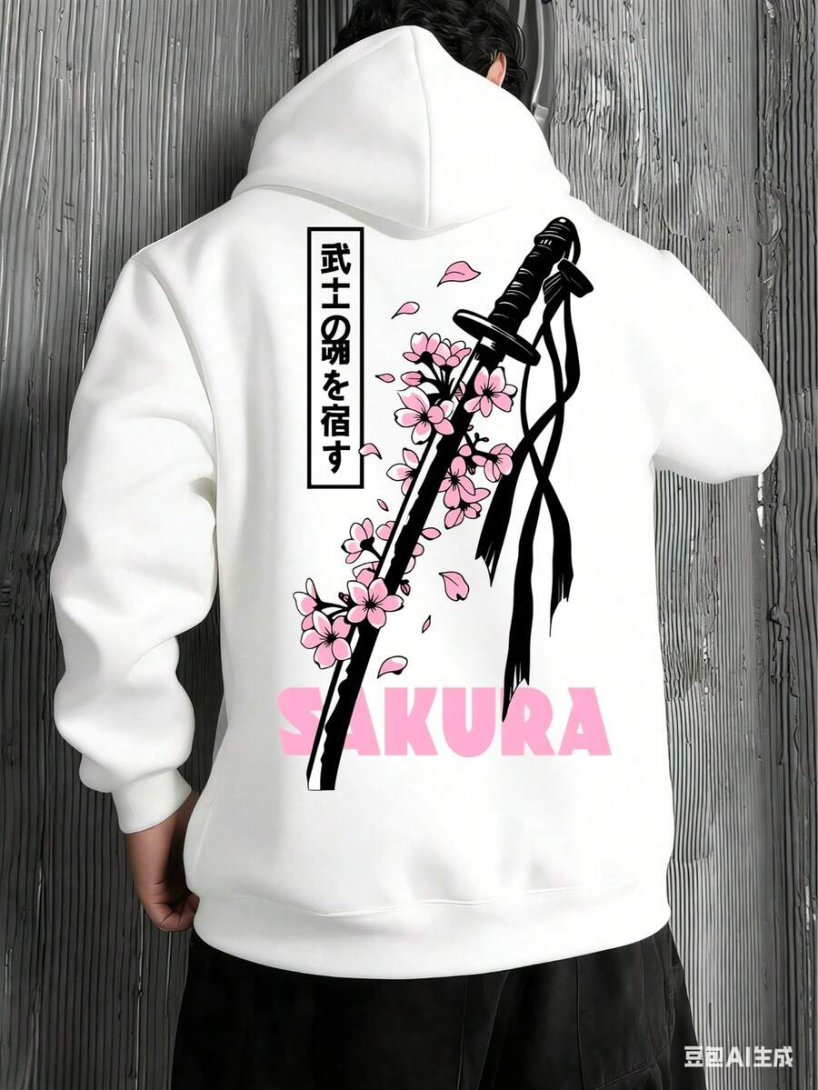 1pc Men's Casual Graphic Print Plus Size Hoodie Sweatshirt, Suitable For Daily Outings And Leisure Wear - White - View 1