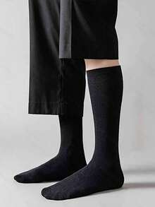 1/5 Pasang Kaos Kaki Pria Setinggi Lutut untuk Bisnis, Serbaguna untuk Kasual, Kerja, dan Pemakaian Sehari-hari - Hitam dan Putih - View 1