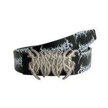 Unisex Retro American Style Flame Metal Buckle Leather Belt With Rivet Decoration - Multicolor - View 5