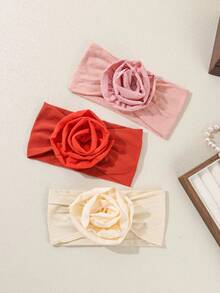 Solid Color Fashion Rose Flower Baby Headband, Soft & Comfortable Infant Hair Accessories - Multicolor - View 4