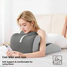 Premium Multi-Purpose Sleep Pillow, Ergonomic Reclining Wedge Cushion For Back Support & Bed Relaxing - Dark Grey - View 10