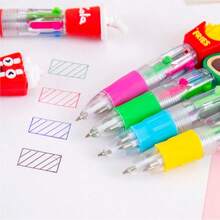 8/12pcs Random Cartoon Cute 4-Color Mini Ballpoint Pens, Portable 0.7mm Refill Smooth Writing 4-Color Ink, Adorable Colorful Handwriting Pens For Daily Use, Fashionable Student Office Stationery Gift Set, Perfect Learning Supplies And Back To School Essential - Multicolor - View 6