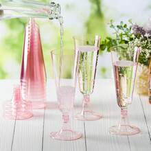 5/10/20/25/30/50pcs Set Transparent Pink Champagne Glasses, Reusable 130ml/5oz Elegant Stemmed Champagne Flutes, Suitable For Weddings, Cocktail Parties, Holidays, Christmas And New Year - Transparent - View 8