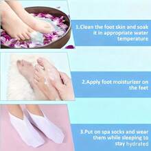 4双装保湿袜，夜间足部护理SPA袜，加湿滋养袜，男女通用美肤保湿袜，白色 - 白色 - 查看 4