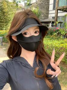 1pc Women's Summer Full Face Sun Protection Mask, Breathable Thin UV-Blocking Face Cover With Visor - Multicolor - View 7