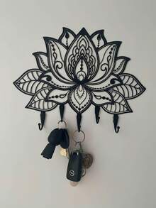 CIFbuy 1pc Metal Wall-Mounted Coat Rack, Modern Floral Design Decorative Clothes Hanger, Wall-Mounted Storage Rack Hook, Home Bedroom Wall Decor, Suitable For Modern Home Decor, Bedroom Decor, Bathroom Decor, Waterproof, Rust-Proof, Durable, Wall Decoration - Multicolor - View 6