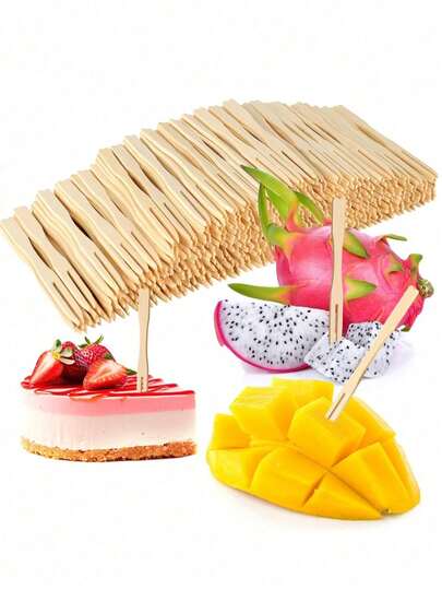 100/200 adet Bambu Meze Çatalı, Bambu Meyve Çatalı, Pasta Çatalı, Ev Tipi Pasta ve Tatlı Çatalı, Meze Çubukları, Düğün Partisi Malzemeleri, Tekli Bambu Şişler