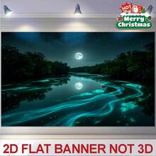 2D Flat - 2D Flat - 1pc Of A 2D Flat Print Tapestry Featuring A Glowing Moonlit River, Perfect As A Fantasy-Themed Backdrop. This Wall Hanging Is Ideal For Decorating Bedrooms, Living Rooms, Or Meditation Spaces - White - View 1