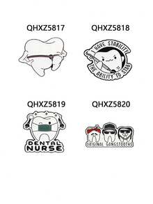 1件/套 牙科护士和稳定牙齿珐琅徽章 可爱卡通牙齿金属胸针 时尚翻领徽章 包包配饰 包饰 珠宝礼品 - 彩色 - 查看 5
