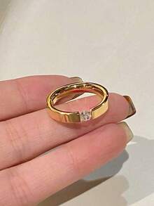 1 chiếc nhẫn hình ngôi sao bằng thép không gỉ mạ vàng 18K đính đá Cubic Zirconia, thích hợp cho nữ đeo hàng ngày, làm quà tặng. - nhẫn - Xem 11