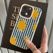 1 chiếc ốp lưng điện thoại bằng chất liệu TPU, màu xanh dương năng động phối sọc vàng hình mặt trời, tương thích với iPhone 17 Pro Max/17/16 Pro Max/15/13/12/11, S20 FE/A15/S24/A55, Note 11/12/13 Pro, ốp lưng bảo vệ mềm mại, chống rơi vỡ, bao phủ toàn diện. - trắng - Xem 2