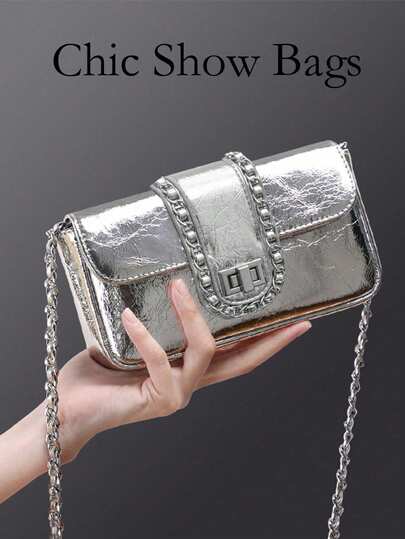 New Arrival Crossbody Bag With Chain, Mini Underarm Bag, Winter Fashion Genuine Leather Handbag For Women