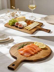 1PC Premium Acacia Wood Serving & Cutting Board With Handle, Cheese & Charcuterie Board, Easy Clean Fruit Board, Great As Mother's Day Gift & Festival Present - Camel - View 5