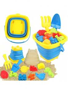 13pcs/7pcs Beach Toy Set, Children Sand Box Toys Including Whale, Starfish, Shell Models, Beach Tool Set, Bucket With Net Bag, Shovel And Rake, Suitable For Boys And Girls Over 18 Months. Small Size Suitable For Backyard Party, Summer Travel, Beach - Multicolor - View 4