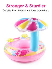 1pc Inflatable Sunshade Mushroom Seat Ring, Thicken Floating Ring Underarm - Life Buoy Swimming Ring For Pool And Floating On The Water - Pink - View 4