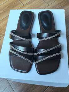 Women's Criss-Cross Strap Sandals, Party/Spring/Summer - Black - View 1