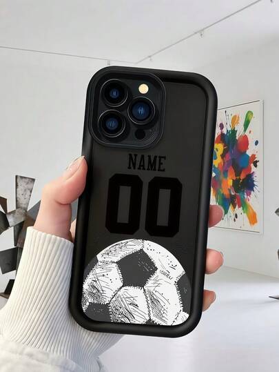 1 pieza Funda de teléfono con diseño de número de fútbol 2D en forma de escalera, estilo minimalista y de dibujos animados, compatible con Apple 12/13 Pro Max, protección integral contra golpes, diseño lindo y protege perfectamente tu teléfono, adecuado para Honor X7/Galaxy A56 5G/ Smart 8/ Hot 40i/Transsion Spark 20/Transsion Spark 20C/Transsion Spark Go 2024/ Note 14 5G/ Moto E22/E22i/ A54