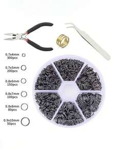 1 Box Multi-Size DIY Jewelry Earring Accessories - 4/5/6/7/8/10mm Single Loop Rings, Jewelry Making Tools Pliers, Jump Rings, Iron Rings, Decorative Rings, Open Rings, Earring Chains, Material Box Set, For Jewelry Making, Jump Rings - 6 Types Of Jump Ring Set - View 3