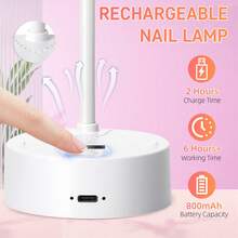 DianaBeauty 360° Flexible Rechargeable UV LED Nail Lamp, Fast Curing Gel Nail Polish, Portable UV LED Nail Dryer, Suitable For Nail Salon - White - View 6