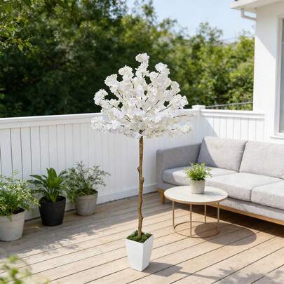 1 Cây giả, cao 90-120 cm - Cây hoa anh đào, trông như thật, thích hợp cho phòng khách, phòng ngủ, ban công, sân vườn, làm đạo cụ chụp ảnh, trang trí nhà cửa, trang trí lễ hội cho Giáng sinh, Ngày lễ tình nhân và các ngày lễ khác. Không cần bảo dưỡng, thích hợp sử dụng trong nhà.