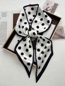 1pc Women Carriage Print Fashion Style Silk Scarf Bandana,Hair Band,Head Band Ideal For Dressing Up Your Look - 黑色 - 查看 4