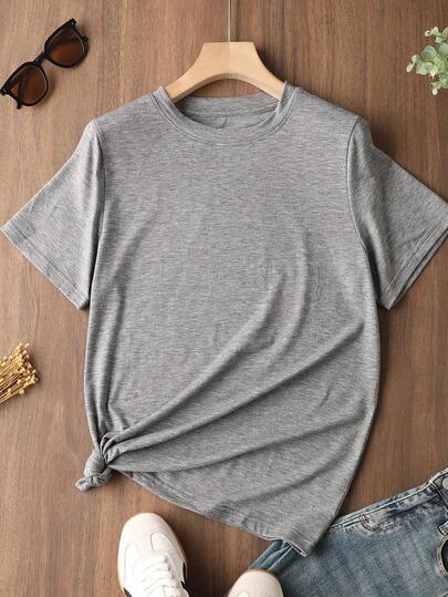 女士圆领时尚T恤 - 休闲圆领上衣 - 轻薄T恤，适合所有季节夏季穿着