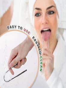 U-Shaped Stainless Steel Tongue Scraper - Tongue Scraper - Tongue Cleaning Plate - Personal Oral Hygiene Tool - Breath Freshener Tool - Silver - View 5