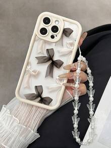 蝴蝶结彩绘凹陷米色带蝴蝶链防摔加厚简约时尚手机壳，适用于 17/17 Pro/17 Pro Max/16/15、彩绘15 Pro Max、Apple P13手机壳、P14女款手机壳、P11软壳手机壳、P12防摔手机壳，适用于XS/XR/16 Pro Max/13手机壳/手机壳/78P.78GES2 16/15/XR/16 Pro Max/7P8P/P12 Pro Max/P13 Pro Max/P14 Pro Max/P13/P14/P11/P12/P14女款软壳防摔手机壳，国际版，非国内版 - 彩色 - 查看 3