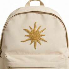 2片金色太阳刺绣布贴，可熨烫/缝纫，采用金线设计，中心带孔，方便熨烫/缝纫，适用于DIY服装、夹克、帽子和包包，无需缝纫即可修补。 - 2Pcs - 查看 2