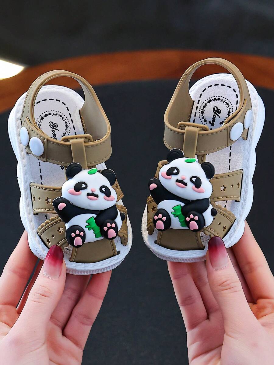 Toddler & Baby Summer New Bear Design Sandals, Unisex Casual Soft Bottom Comfortable Walking Shoes - Brown - View 1