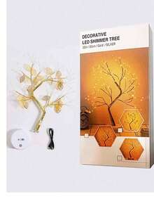 Lampara Con Diseño De Arbol Bonsai Con Hojas Otoño 108 Luces Led - Dorado - Ver 6