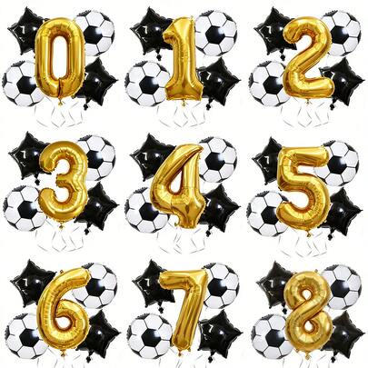 1set Soccer Ball Foil Balloons Number Set ,Party Atmosphere Decoration Props, Outdoor Festival Decorations, Hanging, Sports Theme