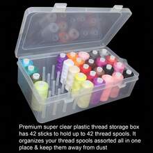 Awaoko 42pcs Thick Transparent Sewing & Knitting Desktop Storage Box, With Clear Compartments And Secure Lid - Durable Plastic Organizer Box For Threads, Yarns, Needles And Pins - Compact Design Saves Space For Crafts And Travel, Neat And Orderly Storage Of Accessories, Sturdy Structure - Ideal Gift For Easter And Parties - Clear - View 5