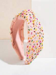 1pc Korean Fashion Handmade Wide-Brimmed Headband, Elegant Hair Accessory In Pink, Suitable For Daily Outfit - FG235 粉紅色 - 查看 4