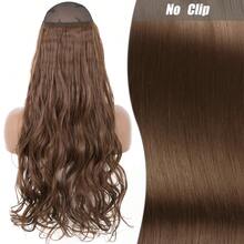 Clip-In Natural Hair Extension, Long Straight Synthetic Hairpiece, Blonde, Black, Mixed Color, Fake Hairpiece For Women HKQE - 灰色 - 查看 1