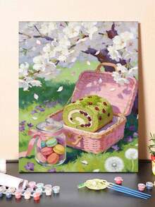 春日野餐甜点 DIY 数字油画 帆布画工艺品 成人家居装饰 40x50厘米/16x20英寸 节日礼物 - 40*50厘米 - 查看 7