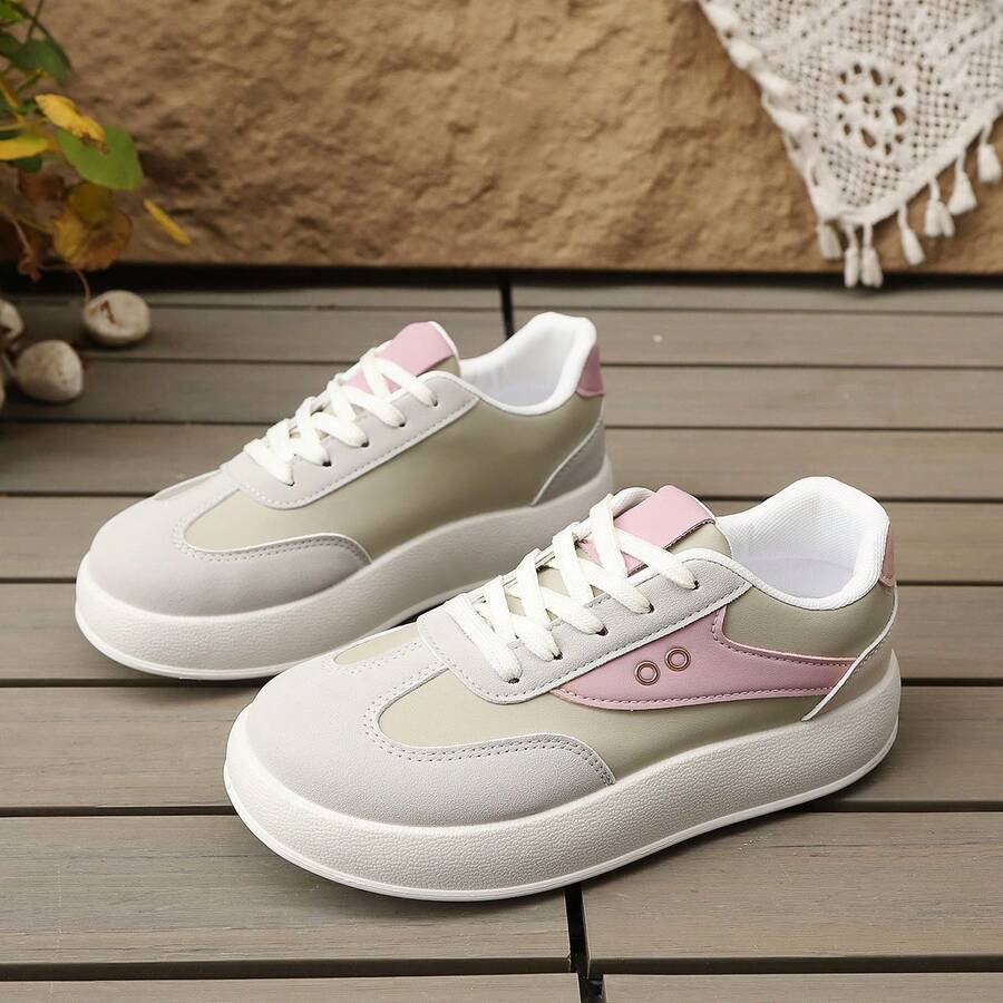 1 Pair New Fashionable Comfortable Casual Versatile Sneakers - Pink - View 1