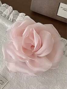 1个女士甜美优雅网纱花朵发爪夹，适合日常佩戴和度假 - 淺粉色 - 查看 2