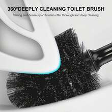 Bathroom Toilet Brush And Plunger Set - Heavy Duty Cleaning With Hidden Holder - Black - Black - View 5