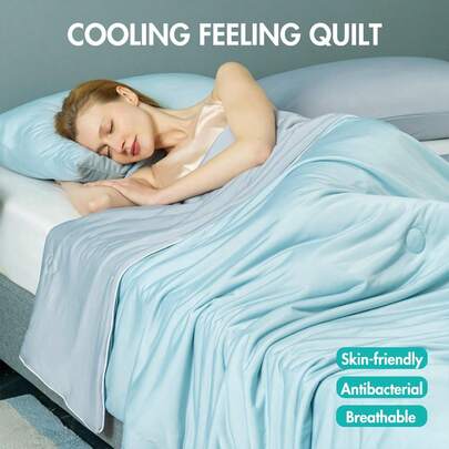 2026 Ice Cream Summer Quilt Breathable Solid Color Air Conditioning Quilt Machine Washable Summer Ice Silk Cool Silk Summer Cool Quilt Thin Quilt