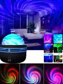 1 đèn chiếu xoáy thiên hà USB, đèn chiếu sóng LED, 7 màu đổi màu, đèn ngủ chiếu sáng phòng ngủ, phòng khách, rạp chiếu phim tại nhà, trần nhà, tiệc tùng, tạo không khí phòng khiêu vũ, cấp nguồn USB kèm điều khiển từ xa - ánh sáng đa sắc - Xem 1