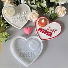 1pc DIY Epoxy Resin Mold, Heart-Shaped Tea Light Candle Holder Plaster Drip Glue Mold, Mother's Day Gift, Handmade Craft Mold, Reusable - White - View 5