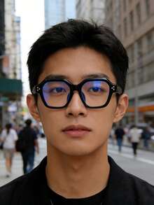 男女通用眼镜 - 多边形加厚黑色镜框 防眼疲劳 防紫外线 电脑游戏 阅读眼镜 - 彩色 - 查看 1