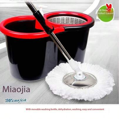 Cubo de fregona giratorio, cubo de fregona automático de acero inoxidable para húmedo y seco, cabezal de fregona de repuesto