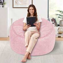 HABUTWAY - Puf grande de 3 pies con relleno de espuma viscoelástica terciopelo ultrasuave con asa portátil y funda extraíble cómodo sofá para sala de estar sin montaje color rosa - Rosa - Ver 1