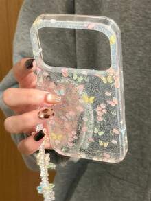 Ốp lưng điện thoại trong suốt đính sequin lấp lánh họa tiết hoa bướm mùa xuân dễ thương, tương thích với iPhone 17 Pro Max, 17 Pro, 17, 16 Pro Max, 16 Pro, 16, 15 Pro Max, 15 Pro, 15, 14 Pro Max, 14 Pro, 14, 13 Pro Max, 13 Pro, 13, 12 Pro Max, 12 Pro, 12, 11. Có thêm vòng tay hoa xinh xắn, chống rơi vỡ, chất liệu mềm mại, lý tưởng cho nữ. - hoa bướm - Xem 4