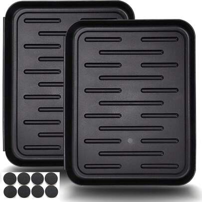 حصيرة حذاء سوداء 2 قطعة، حصيرة متعددة الأغراض مناسبة لوضع النباتات وأطعمة وأوعية مياه الحيوانات الأليفة، صينية الفضلات، حصيرة لتجفيف الأحذية والأحذية لاستخدام داخلي وخارجي