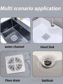 20/10个毛发收集器排水过滤器，硅胶排水盖，防止堵塞、苍蝇、蟑螂和异味，适用于家庭浴室、宿舍浴室和厕所，必备的返校浴室配件和工具 - 銀色 - 查看 8