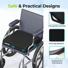 Cooling Gel Wheelchair Seat Cushion For Sciatica, Back, Pressure Sore And Ulcer Pain Relief, Breathable Memory Foam Chair Cushion With Waterproof Silk Fabric, Removable Strap, AntiSlip Cover - B0D8136N68 - View 6